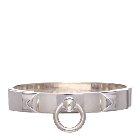 hermes collier de chien sterling silver bracelet